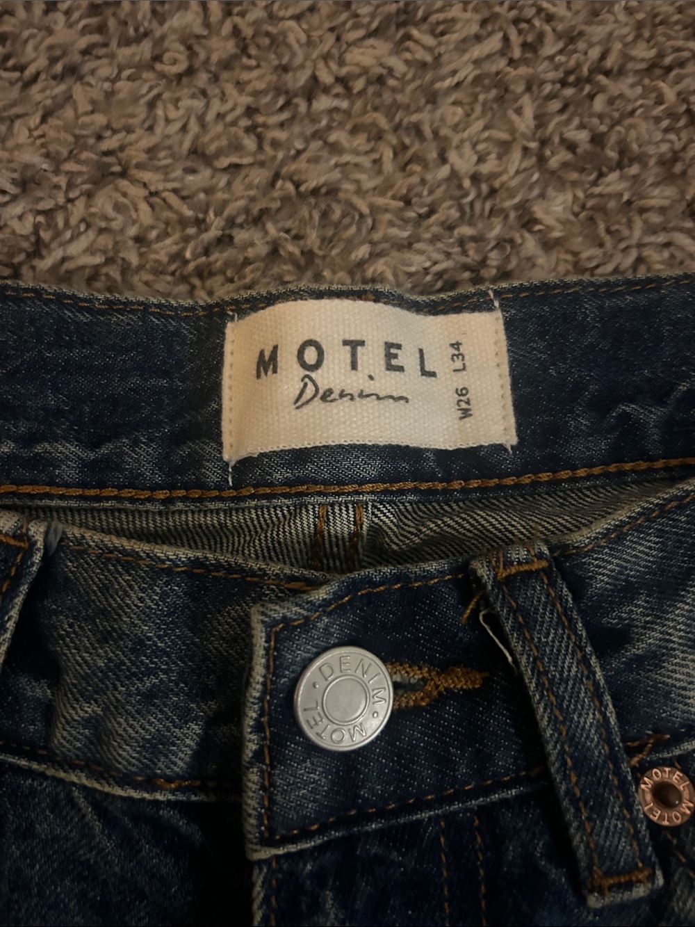 Motel Rocks Dark Wash Wide-Leg Low Rise Jeans - Picture 3 of 3